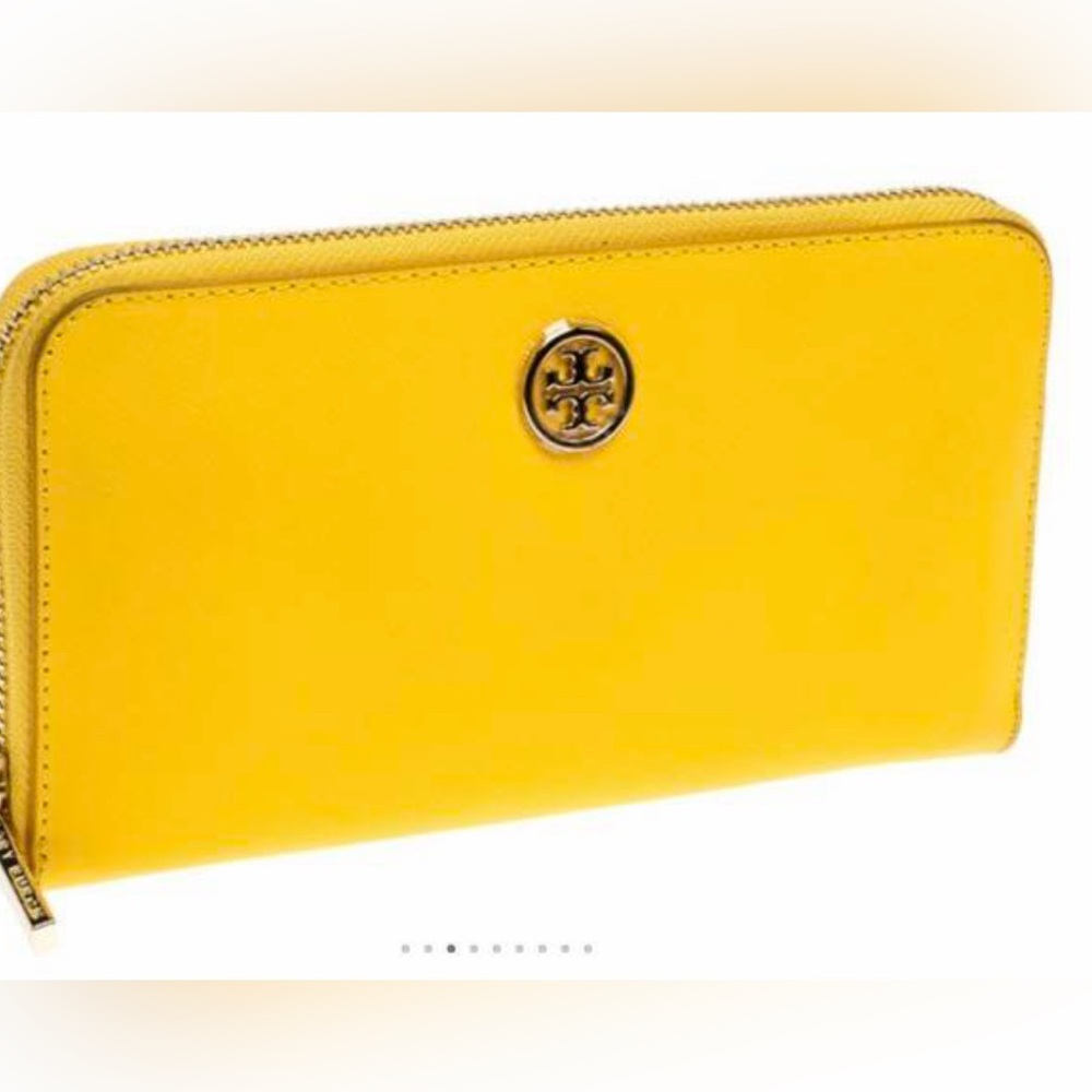 Tory Burch Yellow Leather Robinson Zip Around Clutch
Wallet